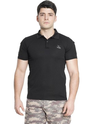 Kısa Kol Polo Yaka Taktik T-Shirt Siyah Renk