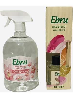 Ebru Hijyenik Oda Kumaş Kokusu Çiçek Bahçesi 1000 ml + Bambu Çubuklu Pudra Oda Kokusu 100ML