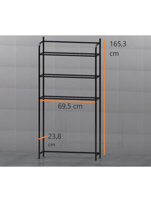 Uyan Ev Ürünleri Metal Ayaklı 3 Raflı Makine Üstü Dekoratif Raf Askılık