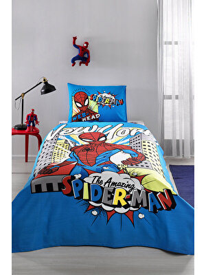 Özdilek Spiderman New York Tek Kişilik Disney Lisanslı Lastikli Fitted Çarşaf Çocuk Pike Takımı
