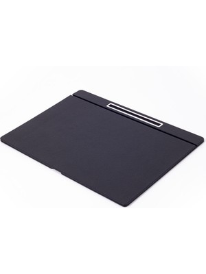 Turgut Office Deri Kapaklı Masa Sümeni Siyah Krom Detaylı 50X35CM