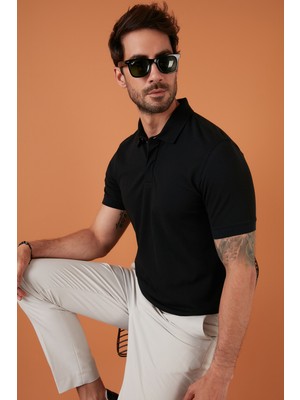 Exxe Pamuklu Regular Fit Düğme ve Fermuarlı Polo T Shirt Erkek Polo EX601