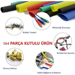 164 Parça Kablo Makaron Seti. Isıya Dayanıklı Kalo Koruyucu Kablo Tamir Borusu Kablo Kanalı