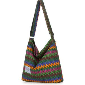 Covelin Kadın Retro Büyük Boy Kanvas Omuz Çantası (Yurt Dışından)