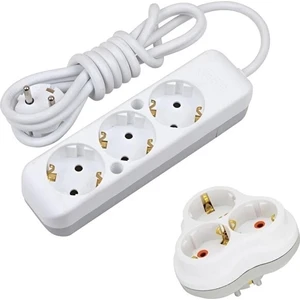 Flash Beyaz 3'lü Topraklı Grup Priz 1.5 Metre + Golyat