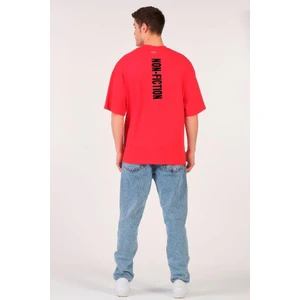 To Cosmos Unisex  Oversize T-Shirt Non Fıctıon  (Erkek -Kadın) Renk Kırmızı