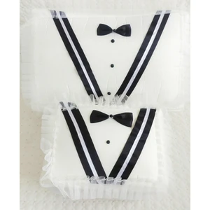 Beyaz Damat Figürlü 2 Parça  Damat Bohçası  Çeyizlik Damat Hurcu Set