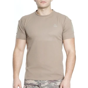 ŞAFAK25 Askeri Malzeme Unisex Taktik Tişört Bisiklet Yaka Kısa Kol Bej