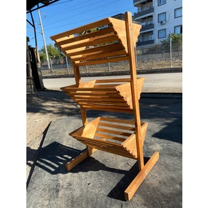 Garden Wood Doğal Ahşap Çok Amaçlı 3 Katlı Sebzelik/meyvelik Açık Meşe