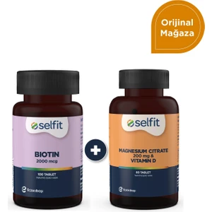 Biotin 2000 Mcg 100 Tablet + Magnesium Citrate 200 Mg & Vitamin D 60 Tablet - Avantajlı Paket