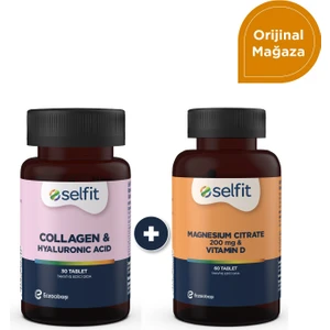Collagen & Hyaluronic Acid 30 Tablet+Magnesium Citrate 200 Mg & Vitamin D 60 Tablet-Avantajlı Paket