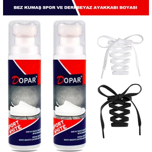 Beyaz Spor Deri Bez ve Kumaş Ayakkabı Boyası 2 Adet 75 ml 2 Bağcıklı