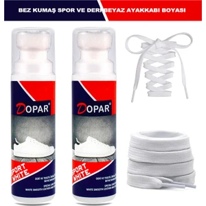 Beyaz Spor Deri Bez ve Kumaş Ayakkabı Boyası 2 Adet 75 ml 2 Bağcıklı