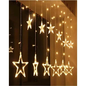 Dekoratif 8 Fonksiyonlu Yıldız Desenli Perde LED 12 Sarkıt Ip LED
