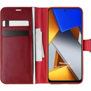 Xiaomi Poco M4 Pro Kılıf Delux Leather Wallet Kırmızı