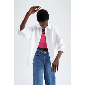 Oversize Fit Pamuklu Uzun Kollu Poplin Gömlek T8735AZ22SM