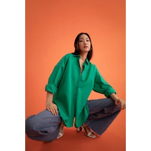 Oversize Fit  Uzun Kollu Poplin %100 Pamuk Gömlek T8735AZ22SM