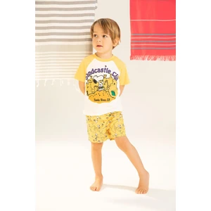 Erkek Bebek Snoopy Kısa Kollu Tişört Deniz Şort 2'li Takım W8542A222SM