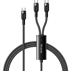 CA-7470 2in1 100W Pd Type-C  To Dual Type-C Ledli Data-Şarj Kablosu 1.2m-Siyah