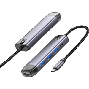 Hu-7750 5İn1 Type-C Hdmı+Macbook Çevirici Çoklayıcı Adaptör-Gri