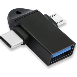 4965 Micro USB Type-C 3 In 1 Dönüştürücü Çevirici Adaptör Otg Aparatı