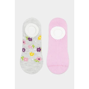Çok Renkli Grey Floral 2li Suba Çorap