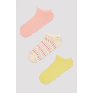 Beyaz Candy Mix 3lü Patik Çorap