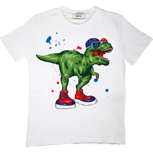 Cool Dinozor Çocuk Tişört Beyaz Unisex