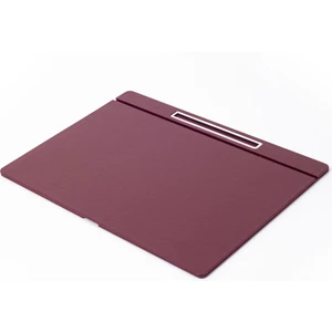 Turgut Office Deri Kapaklı Masa Sümeni Bordo Krom Detaylı 50X35CM