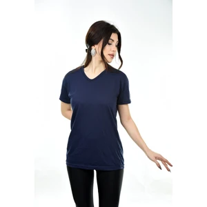 Belifanti Collection  V Yaka Basic Kadın Tişört T-Shirt Lacivert