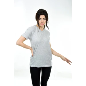 Belifanti Collection  V Yaka Basic Kadın Tişört T-Shirt Gri