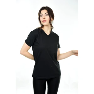 Belifanti Collection  V Yaka Basic Kadın Tişört T-Shirt Siyah