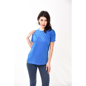 Belifanti Collection Kadın Basic Bisiklet Yaka Kısa Kollu T-Shirt Tişört Saks Mavisi