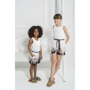 For You Kids Lacivert Çiçek Desenli Şort S26958