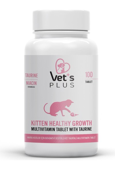 Vet's Plus Kitten Multivitamin Tablet 100’lü (Yavru Kediler Için Multivitamin Desteği)