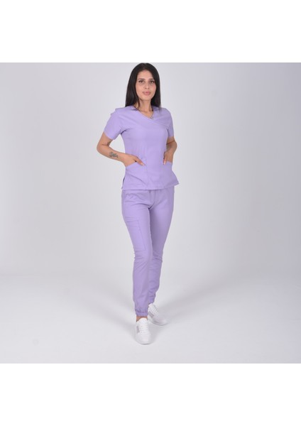 Lila Likralı Jogger Alt Üst Takım