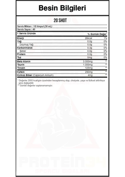 R-Weiler Shot 20 Ampul Sıvı Preworkout Portakal 40 Porsiyon