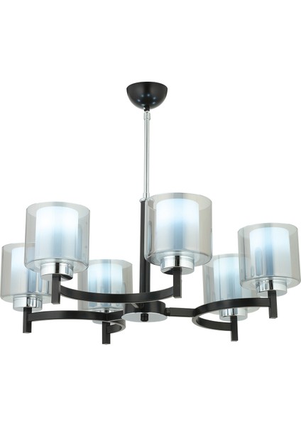 Gözen 6'lı Sarkıt Avize - Siyah Krom