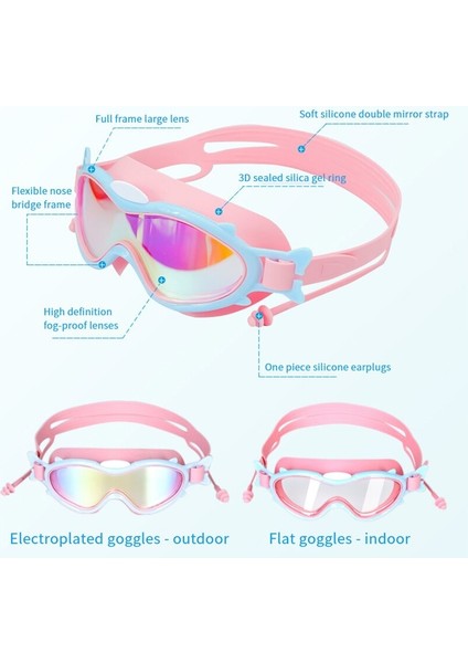 Yuelang Yeni Geniş Açı Anti Sis Uv Çocuk Yüzücü Gözlüğü Havuz ve Deniz Gözlüğü