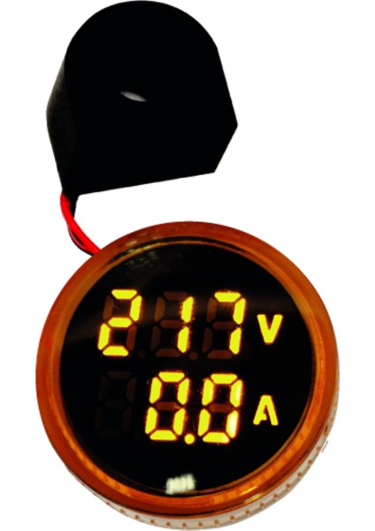 Ampermetre - Voltmetre 22mm Akım Trafolu 220V Sarı