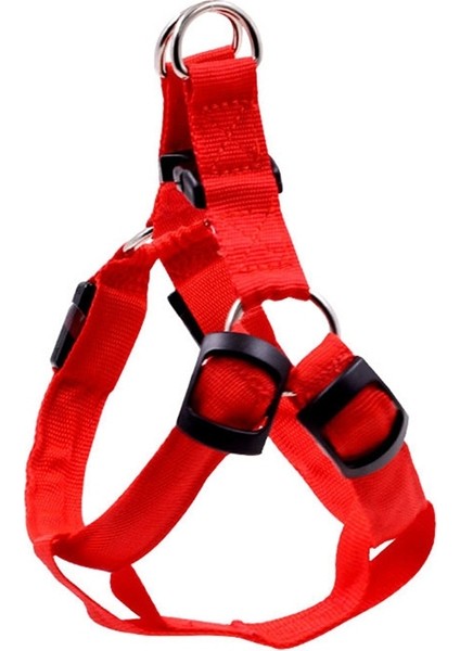 Çift Taraflı LED Işık Pet Kablo Demeti Naylon Kedi Köpek Göğüs Kayışı Tasma, Boyut: S (Kırmızı) (Yurt Dışından)