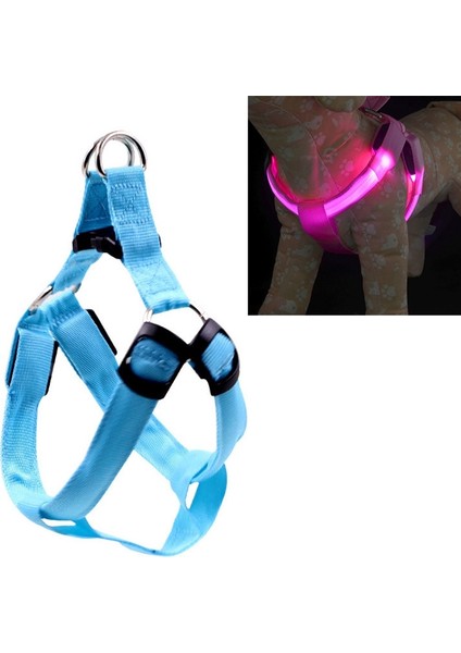 Çift Taraflı LED Işık Pet Kablo Demeti Naylon Kedi Köpek Göğüs Kayışı Tasma, Boyut: S (Mavi) (Yurt Dışından) modelleri