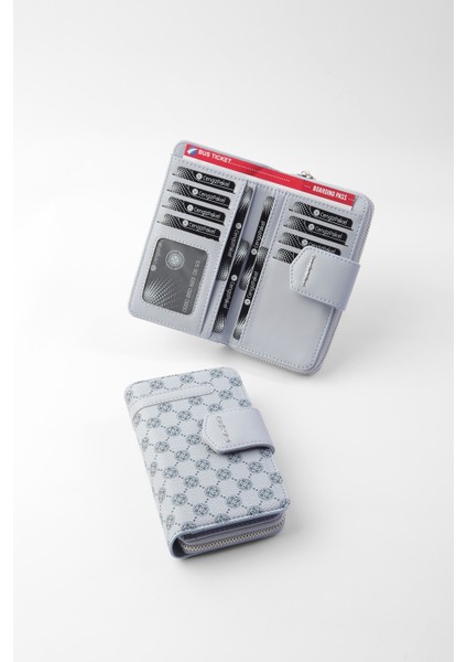 Monogram Kadın Orta Boy Cüzdan 65256MP Buz Mavi