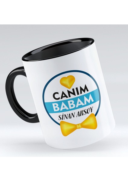 Kişiye Özel Canım Babam Tasarımlı Siyah Kupa Bardak - Model 1