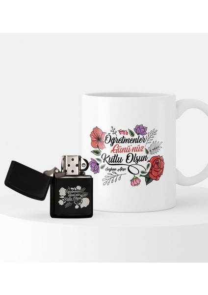 Kişiye Özel Öğretmenler Günü Temalı Çakmak ve Kupa Seti - 5