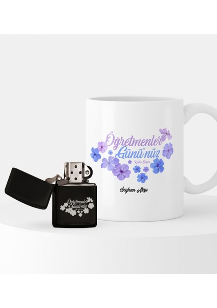 Kişiye Özel Öğretmenler Günü Temalı Çakmak ve Kupa Seti - 3