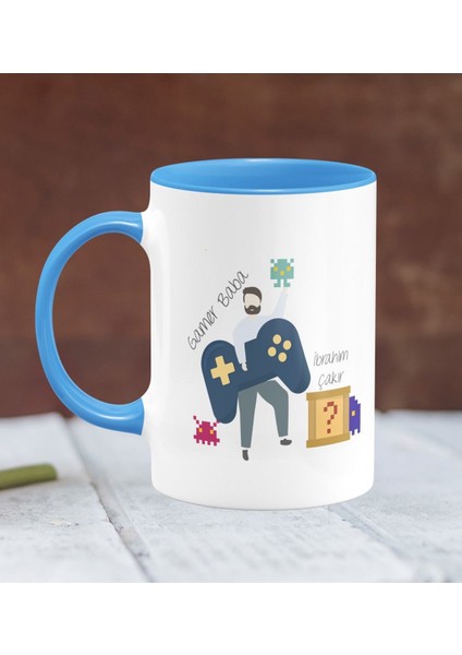 Kişiye Özel Babalar Günü Temalı Mavi Kupa Bardak 23-319M