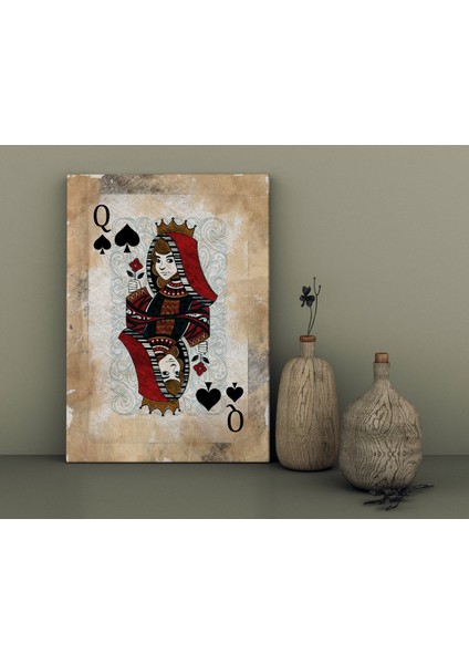 Home Iskambil Maça Kız Tasarımlı Kanvas Tablo 30 x 50 cm - 1