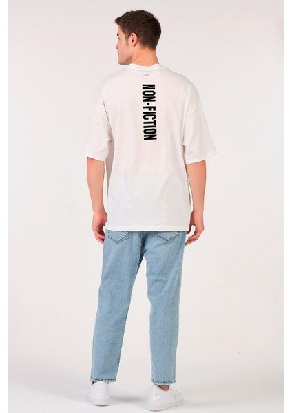 Unisex Oversize T-Shirt Non Fıctıon (Erkek -Kadın) Renk Ekru