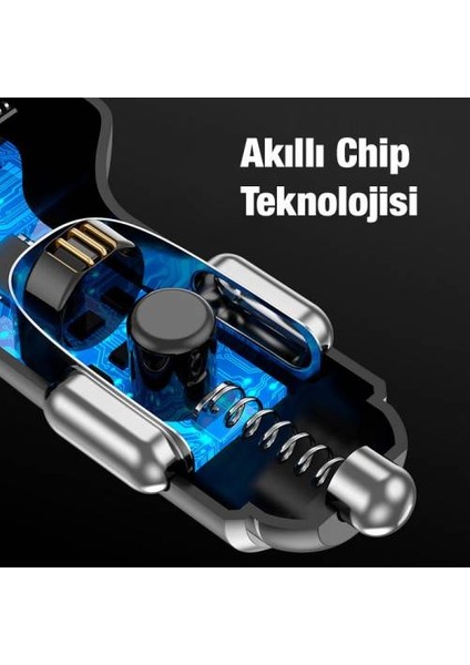USLİON 30W 2 USB + Type-C Girişli QC3.0 Hızlı Araç Çakmaklık Şarjı